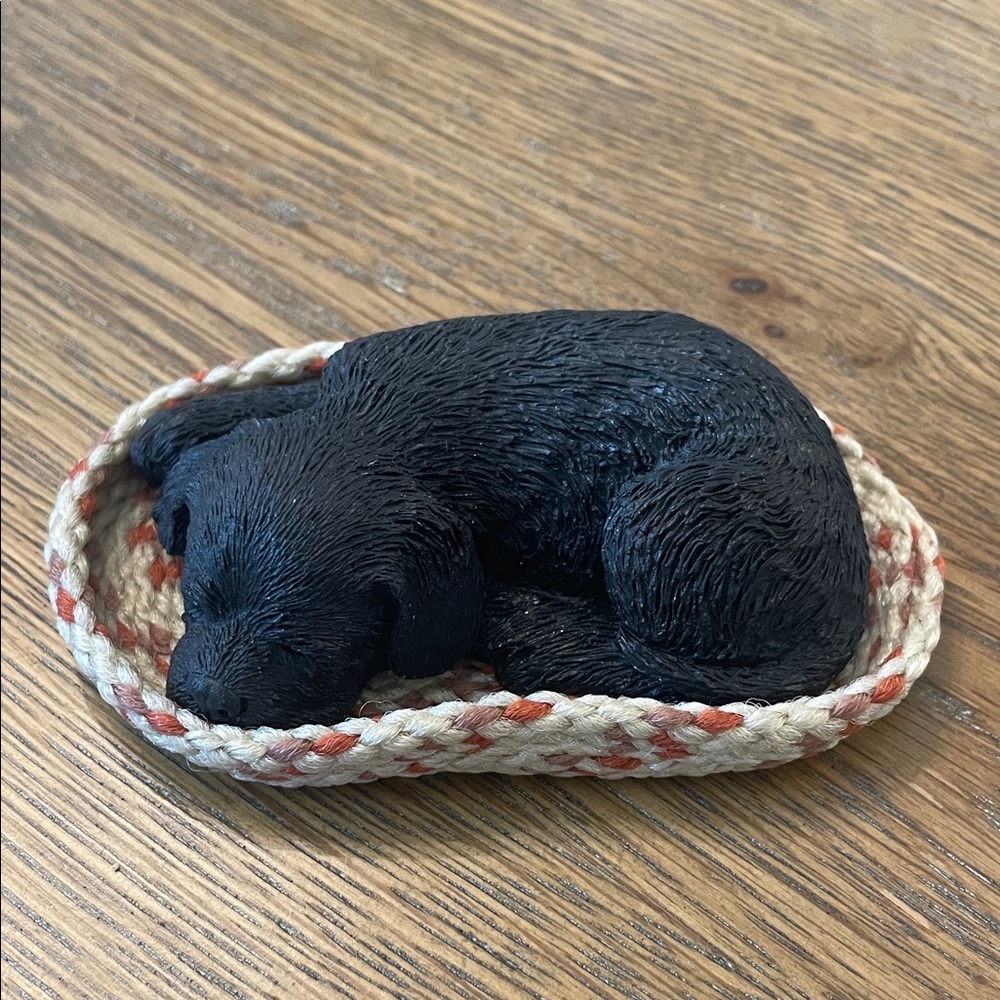 Stanley Black Dog in Braided Basket